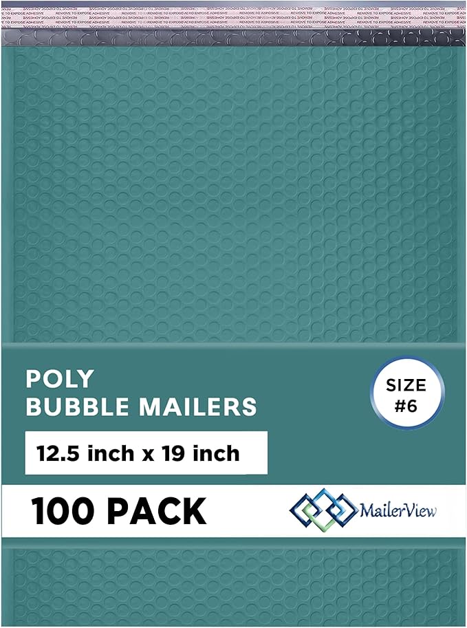 Green 12.5x19.5 Inch Large Poly Bubble Mailers #6 | Padded Envelopes by MAILERVIEW
