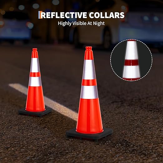 Traffic Cones 28", ExploreHorizon 10 PCS Safety Cones, PVC Orange Safety Road - Image 3