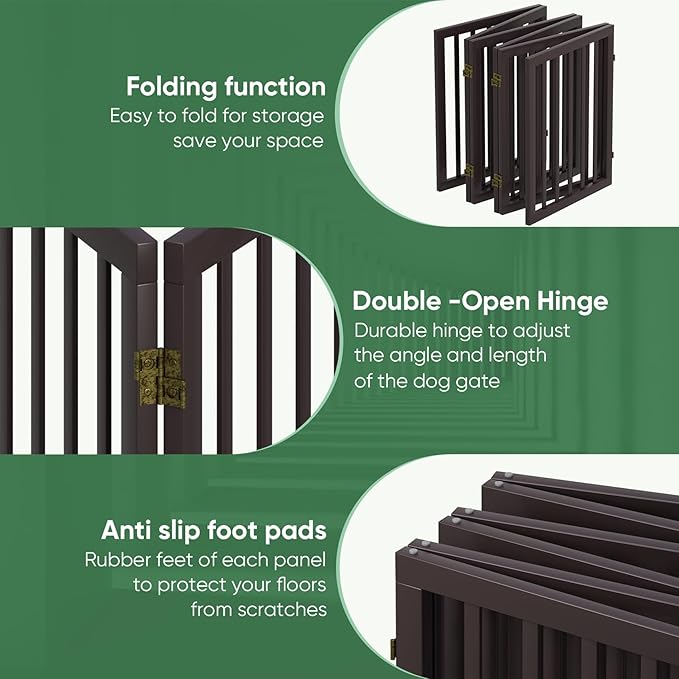 Brown Freestanding Foldable Pet Gate - Image 4