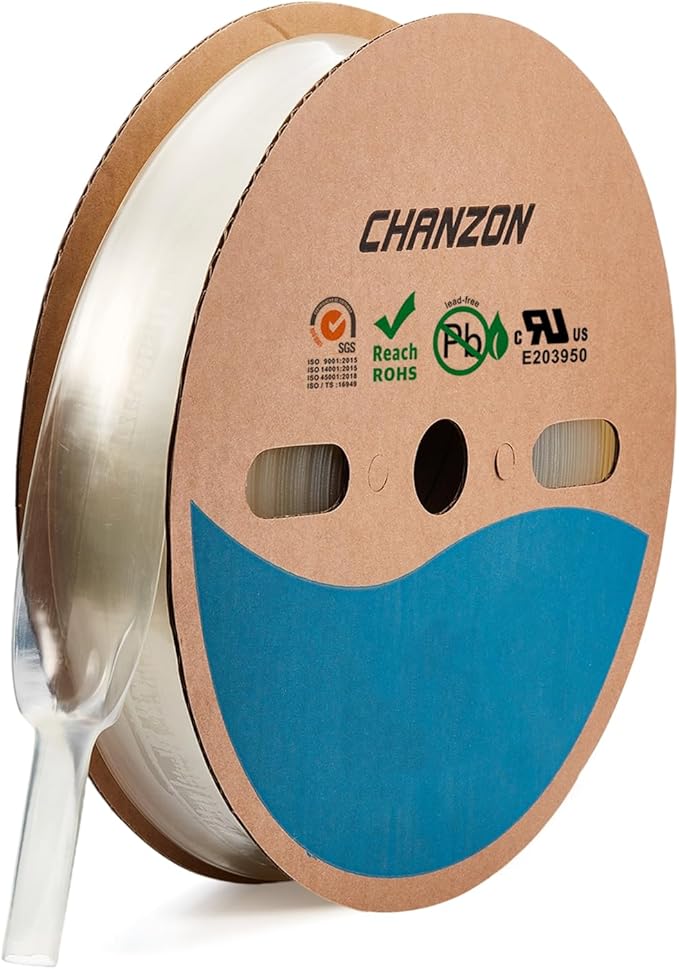 Chanzon 2:1 Ratio - 80Ft Roll - 1-1/4" Heat Shrink Tubing 2:1 Clear/Transparent by Chanzon