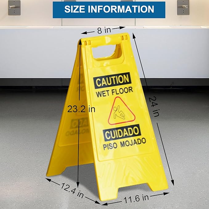 OrangeStar 12-Pack Caution Wet Floor Sign, 23.2” Double-Sided Bilingual Warning - Image 7