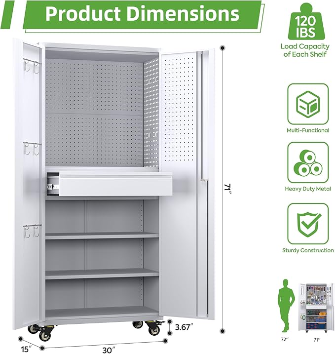 71" H Metal Garage Storage Cabinet - Image 3