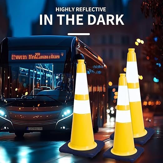 BESEA 8Pack 36” inch Traffic Cones Yellow Road Parking Cones Construction - Image 5
