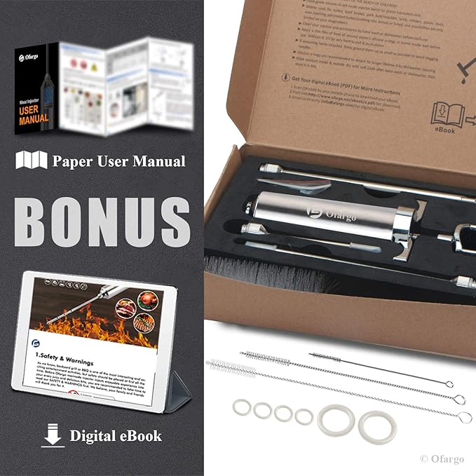 Ofargo Stainless Steel Meat Injector Syringe Kit - Image 6