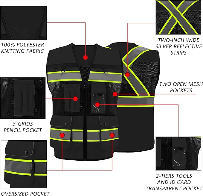 Safety Vest High Visibility Reflective Construction Vest - Image 6