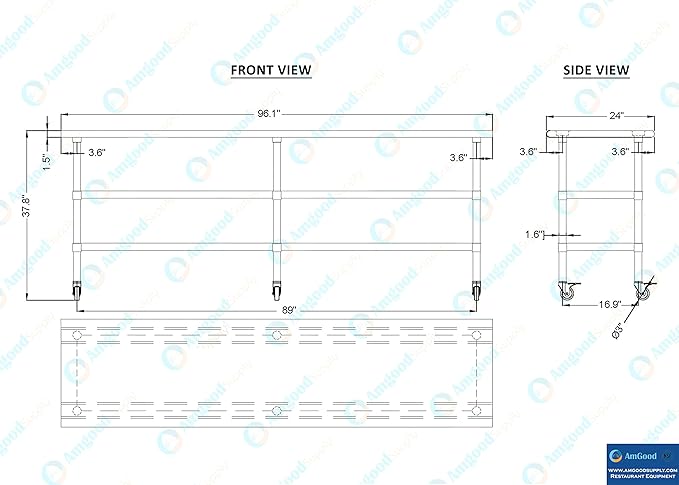 AmGood Stainless Steel Work Table - Image 4