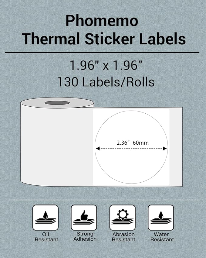 Phomemo Sticker Circle Labels- 2.36"x 2.36" Thermal Label - Image 2
