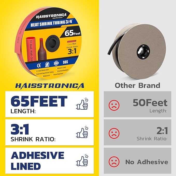 haisstronica 3:1 Heat Shrink Tubing, Shrink Ratio Adhesive Lined Marine Grade - Image 2