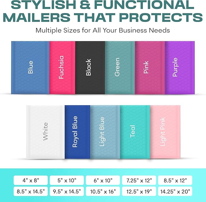 Teal Large Poly Bubble Mailers 12x15 inch | Self Seal Padded Envelopes - Image 3