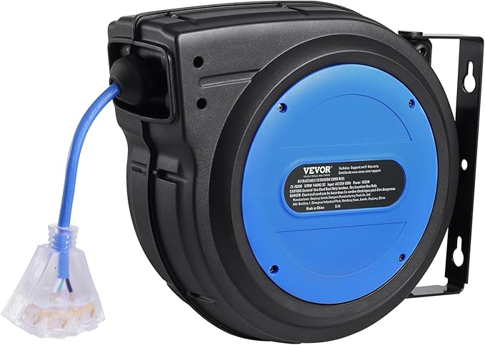 VEVOR 75FT Retractable Extension Cord Reel, 14AWG/3C SJTOW Heavy Duty Power - Image 10