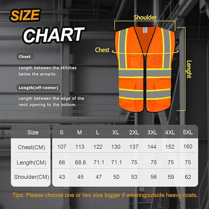 Safety Vest for Men Women 5 Pockets High Visibility Vest - Image 4