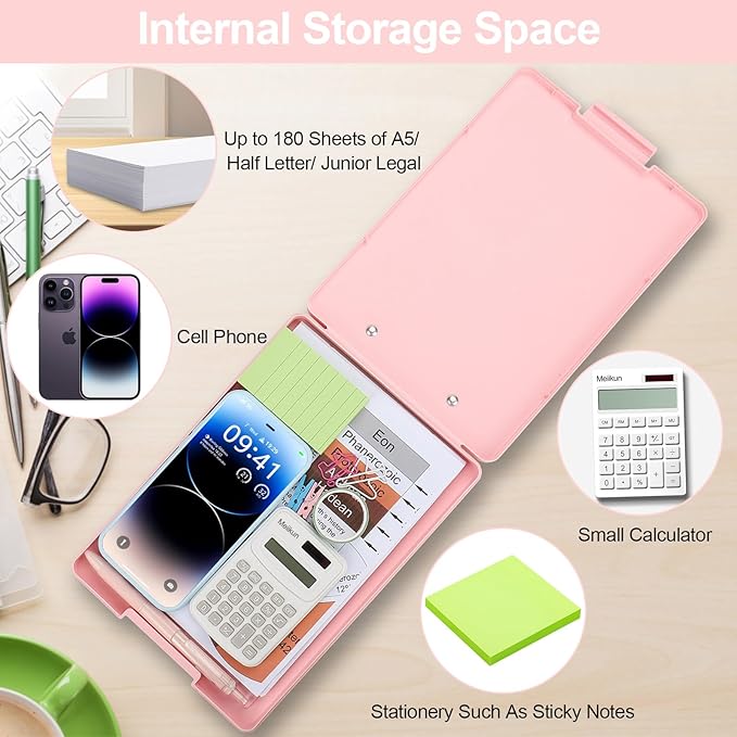 Small Clipboard with Storage, A5 Clipboards with Pen Holder, Half Letter Clip - Image 7