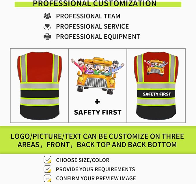 BeautyWill Custom Logo 10/20 Pack Safety Vest Class2 High Visibility Vest - Image 3