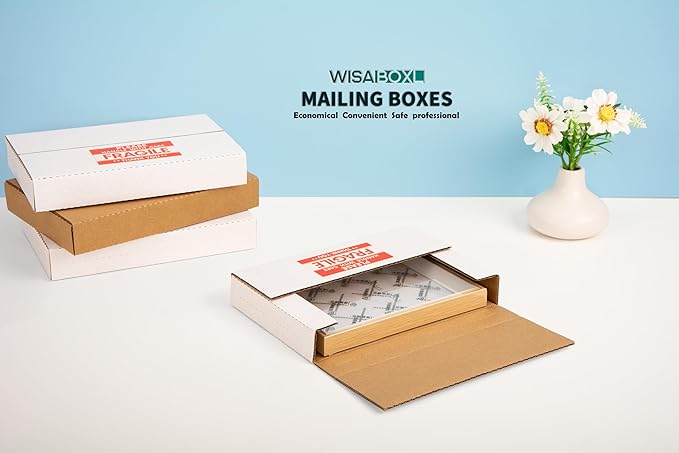 50 Pack 9x6x1.3 inch Shipping Boxes, Easy-Fold Multi-Depth DVD Mailer Box - Image 6