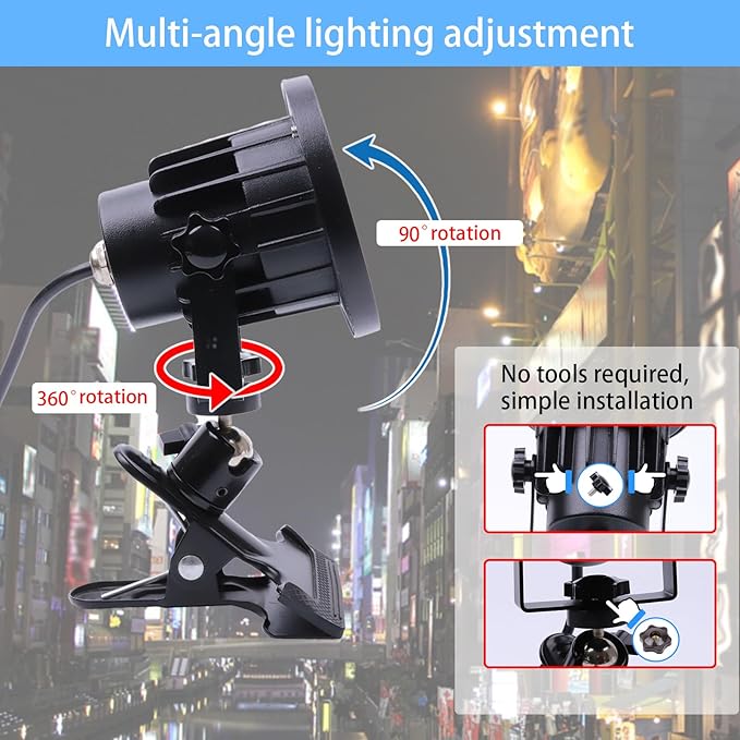 Clip Floodlight 15W LED Work Light IP65 Waterproof 150W Equivalent 11.5ft 3.5m - Image 3