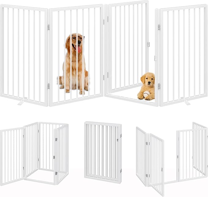 Vantas Folding No-Assembly Metal Pet Gate 80" Wide, Freestanding Accordion - Image 3