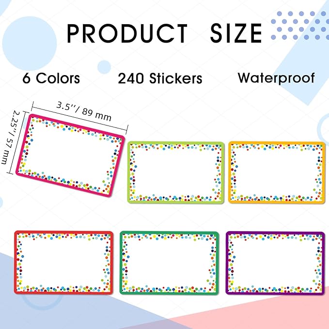 240 Pieces Decorative Colorful Name Tags - Image 2