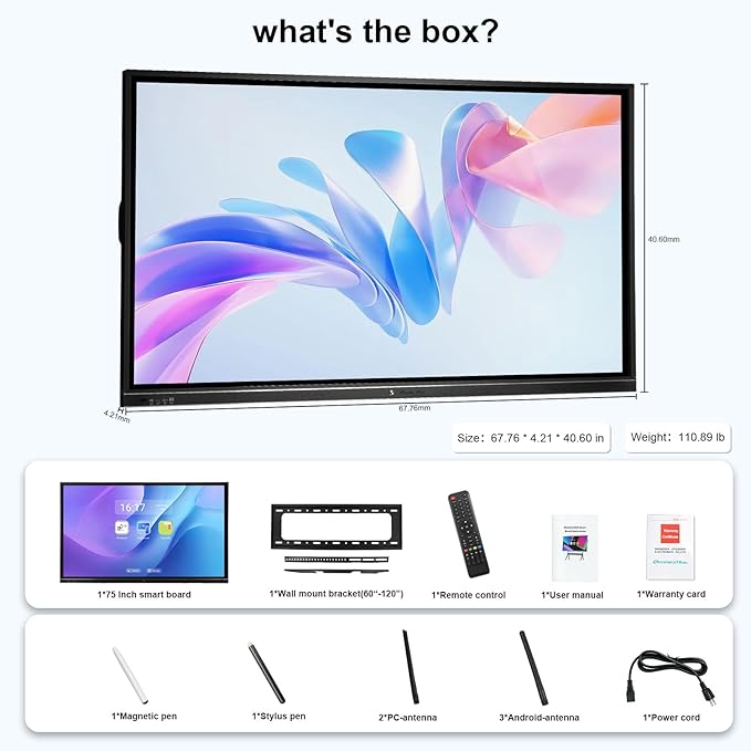 75" Smart Board, 4K UHD Interactive Whiteboard, Digital Touchscreen Smartboard - Image 9