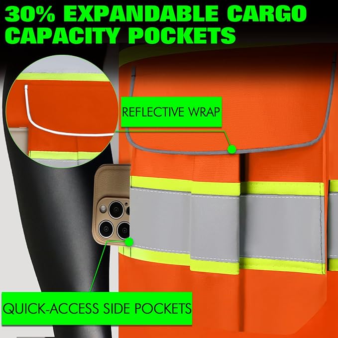 BeautyWill Custom Logo 10 Pockets Safety Vest Class2 ANSI Certified High - Image 5