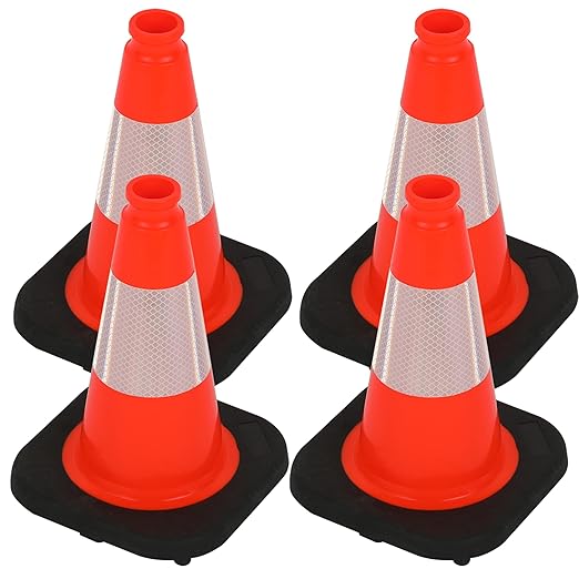 OrangeStar 12" Traffic Cones 4-Pack, Parking Lots, Construction | Indoor & by OrangeStar