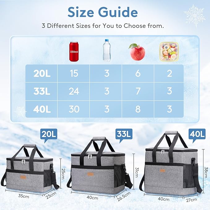 Lifewit Cooler Bag 30/50/60 Cans Collapsible and Insulated Large Lunch Bag - Image 2