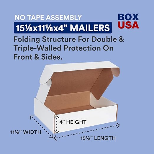 BOX USA 15" Deluxe Shipping Boxes 15 1/8"L x 11 1/8"W x 4"H, Gifts or Bulk - Image 2