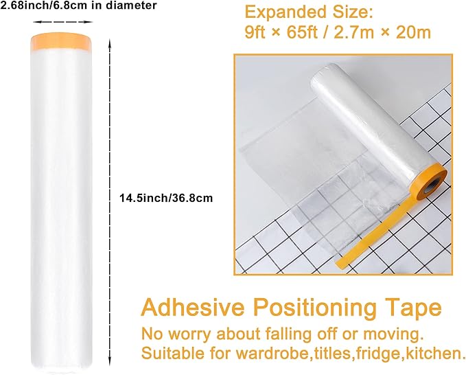 Muf 9 x 65 Feet Plastic Drop Cloth Plastic Sheeting - Image 2