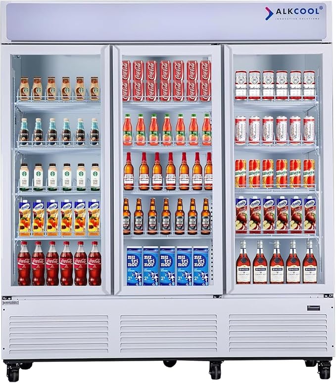 Commercial Beverage Refrigerator Display Fridge, Three Glass Door Upright - Image 2
