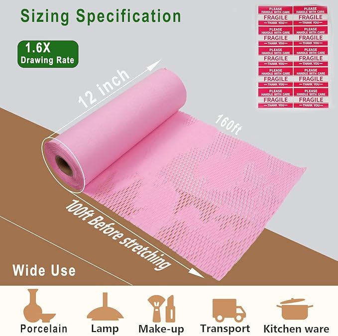 Honeycomb Packing Paper, Recyclable Moving Supplies Bubble Packing Wrap - Image 2