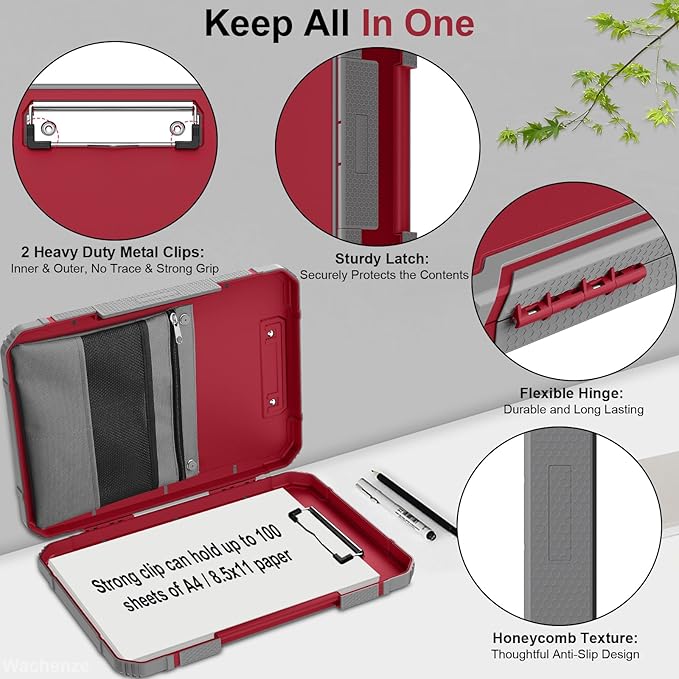 Thicker Clipboard with Storage, Internal Pen Pouch Included, A4 / Letter Size - Image 6