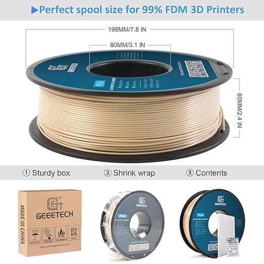 Geeetech PLA Filament 1.75mm Bone White 3D Printer Filament 1kg, Neatly Wound - Image 6