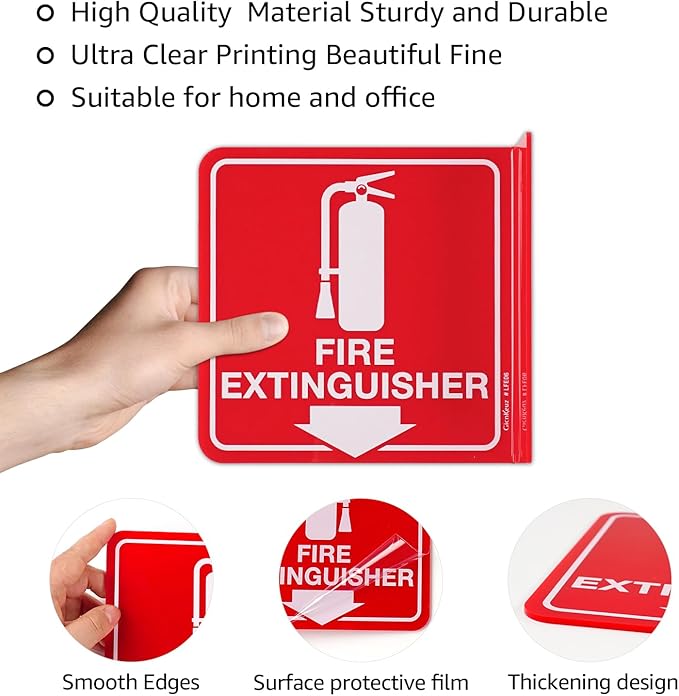 GicnKeuz Fire Extinguisher Sign, Two-Sided Acrylic L-Signs, Including Screws - Image 3