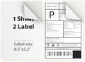 500 Sheet | 8.5" x 11" 2 UP Half Sheet Self Adhesive Shipping Labels by TopSellingProducts