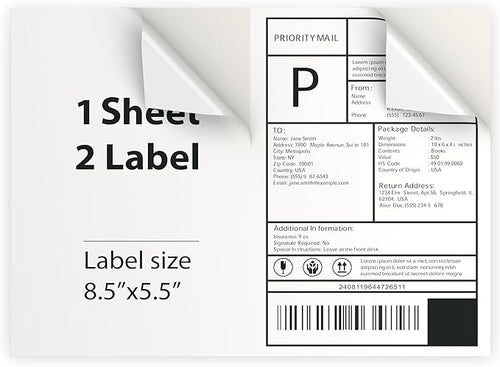 200 Sheet | 8.5" x 11" Half Sheet Self Adhesive Shipping Labels by TopSellingProducts
