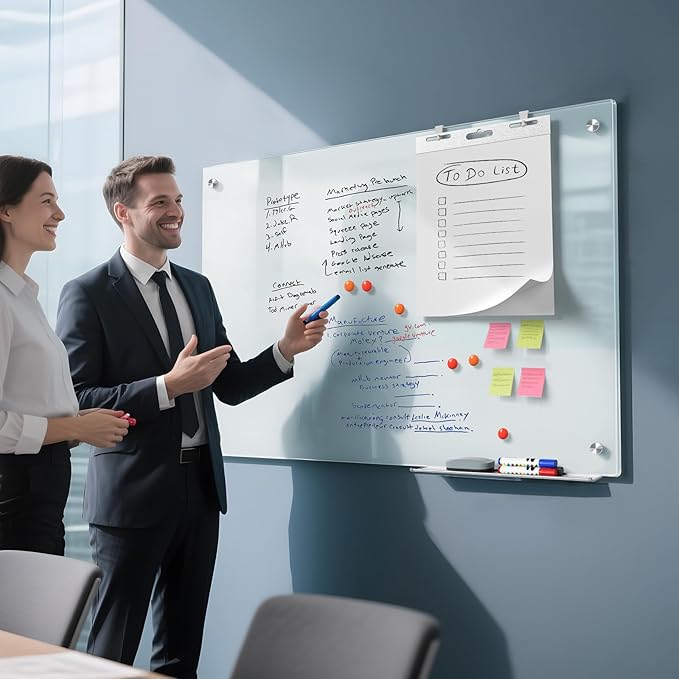 MaxGear Glass White Boards 48x30 Inches, Wall Mounted Magnetic Glass Dry Erase - Image 2