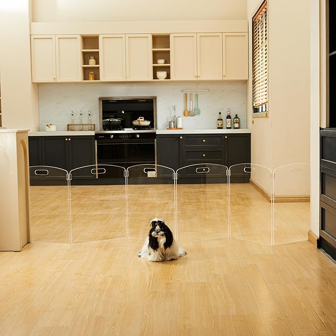 Modern Frame Clear Acrylic Freestanding Pet Gate - Image 7