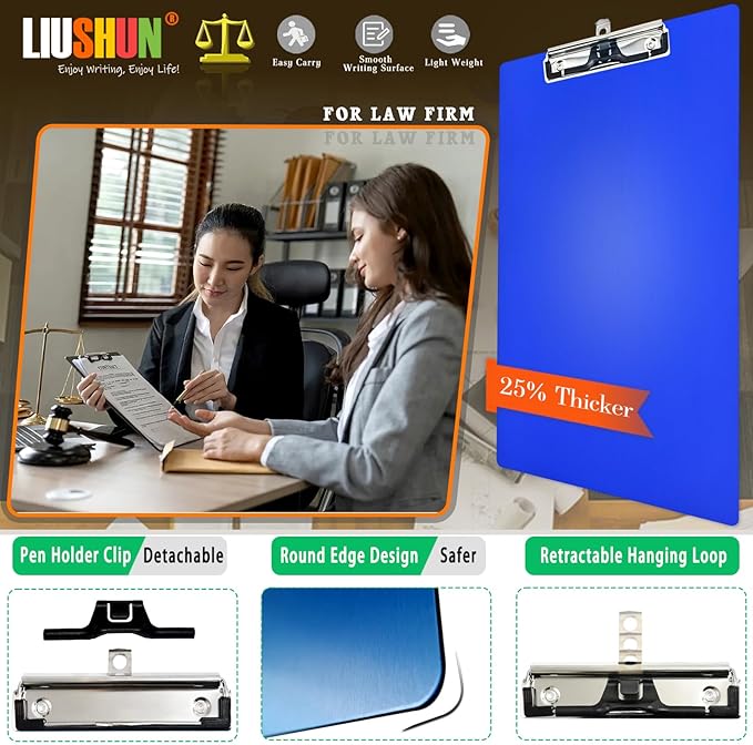 Legal Aluminum Clipboard Metal w/Stainless Hangable Pen Holder Writing Low - Image 3