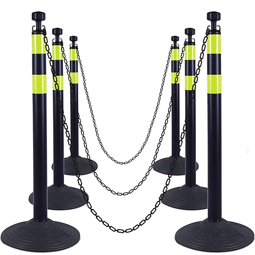 OrangeStar 6 Packs Traffic Delineator Post Cones, Crowd Control Stanchion Sets by OrangeStar
