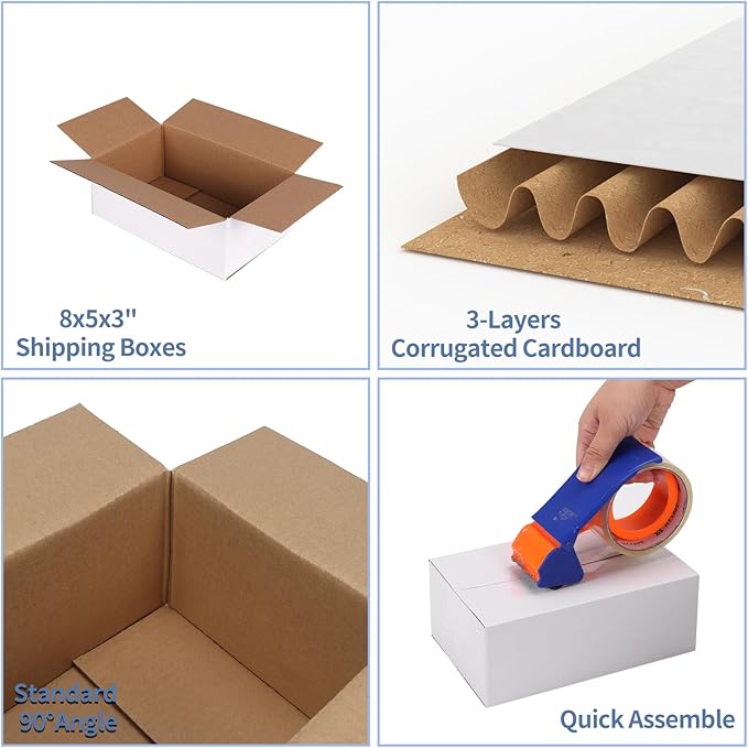 Hoikwo 8x5x3 Shipping Boxes Set of 25 - Image 3