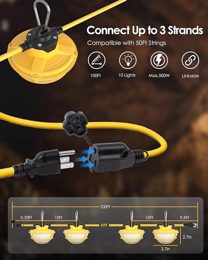 100FT LED Construction String Lights - Image 6