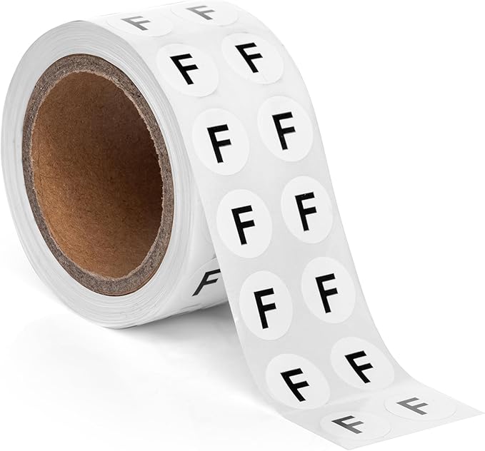 1000pcs Letter F Stickers, 0.5" Letter Sticker Dot Labels by SutterSigns