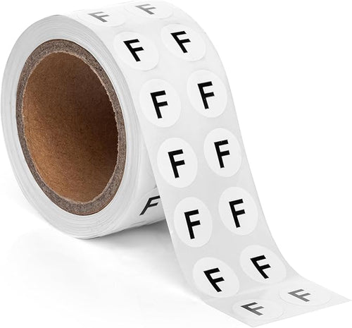 1000pcs Letter F Stickers, 0.5" Letter Sticker Dot Labels by SutterSigns