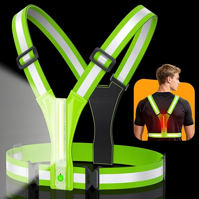 LED Reflective Vest Super Bright Lighting, 360° Visible Running Light by Cuvccnfocusonbikelights