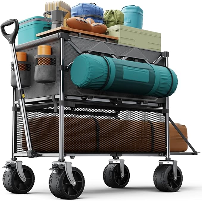 Collapsible Wagon Double Decker Wagons Carts Foldable by everyfunPro