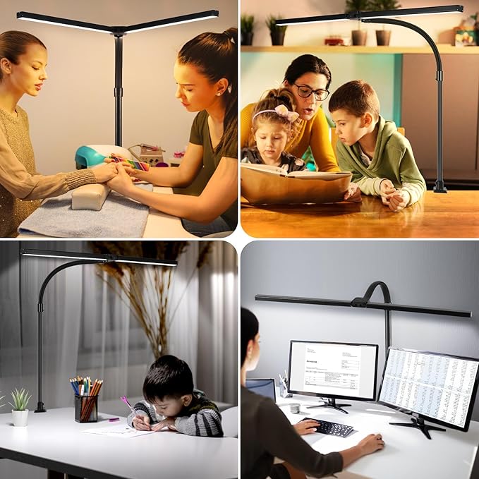 Double Head LED Desk Lamp with Timer of Remote Control 24W Brightest Computer - Image 7