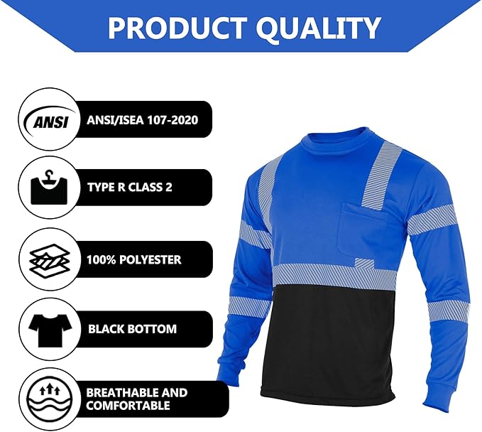 FONIRRA Safety Shirts for Men High Visibility Reflective ANSI Class 2 Hi Vis - Image 4