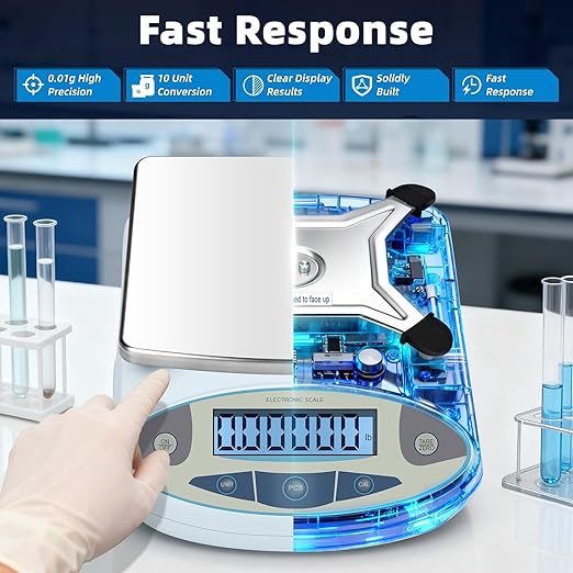 Lab Scale 5000g x 0.01g, 13 Unit 0.01g Accuracy High Precision Digital - Image 6