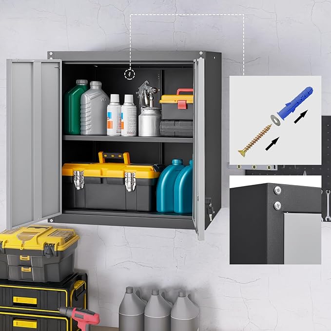 GREATMEET 28" H Lockable Metal Garage Storage Cabinets, Metal Cabinet Storage - Image 5