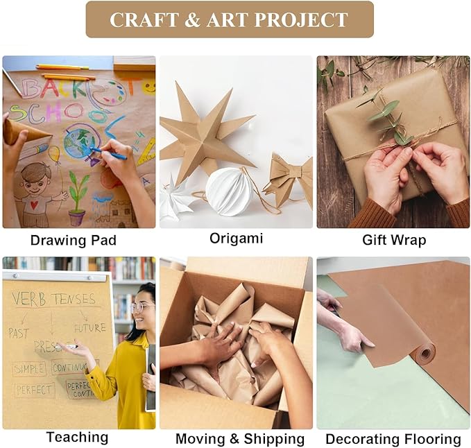 Brown Wrapping Paper Roll 24"x 2400" Craft Packing Paper - Image 5