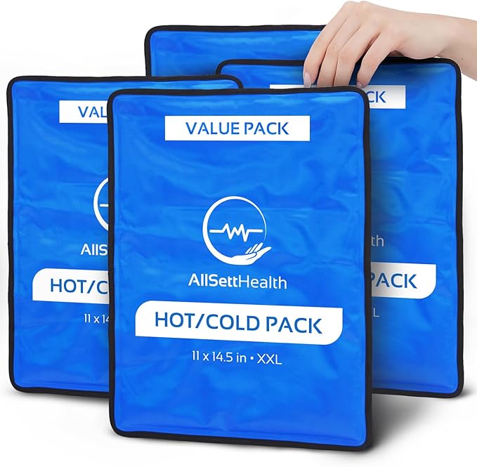 4 Pack XXL Reusable Hot and Cold Gel Ice Packs by AllSettHealth
